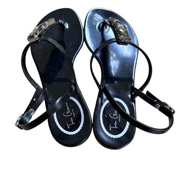 TARA GRINNA SWIMWEAR LLARIA JELLY SANDALS Back Strap Crystals Black 39 - Picture 5 of 9